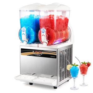 8 Gal Commercial Slushie Machine with LED Lights-Silver