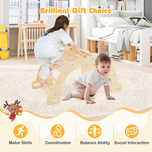 8 in 1 Climbing Arch Sensory Table with Collapsible Storage Bin for Kids-Natural view 9