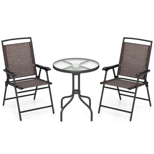 8-Piece Outdoor Furniture Set-Solar Umbrella, Bistro Set, Conversation Set, Chaise Lounger, Folding Bed, Side Table, Swing Chair & Dining Set view 5