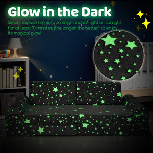8 Pieces Modular Kids Play Couch Glow in the Dark Toddler Sectional Sofa-Gray view 7