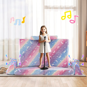 8 Pieces Modular Kids Play Couch Glow in the Dark Toddler Sectional Sofa-Multicolor view 3