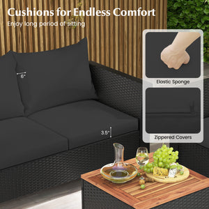 8 Pieces Outdoor Conversation Set with Storage Coffee Table-Black view 5
