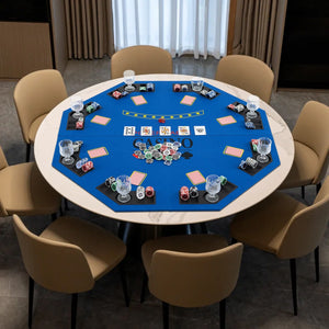 8-Player Foldable Poker Table Top with Carrying Bag-Blue view 2