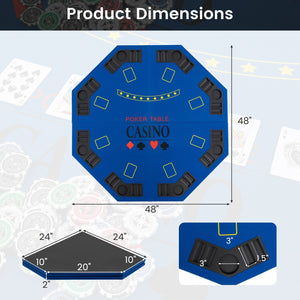 8-Player Foldable Poker Table Top with Carrying Bag-Blue view 5