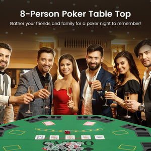 8-Player Foldable Poker Table Top with Carrying Bag-Green view 3