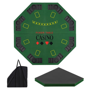 8-Player Foldable Poker Table Top with Carrying Bag-Green view 4