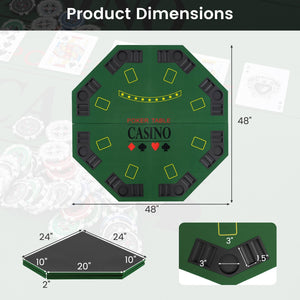 8-Player Foldable Poker Table Top with Carrying Bag-Green view 5
