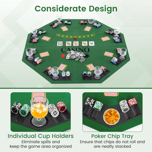 8-Player Foldable Poker Table Top with Carrying Bag-Green view 6