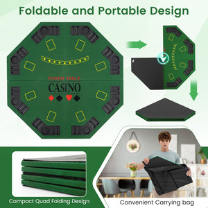 8-Player Foldable Poker Table Top with Carrying Bag-Green view 7