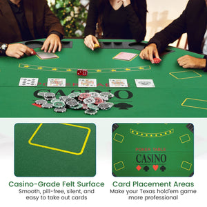 8-Player Foldable Poker Table Top with Carrying Bag-Green view 9