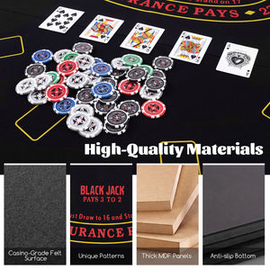 8-Player Portable Poker Table Top with Cup Holders and Chip Trays-Black view 7