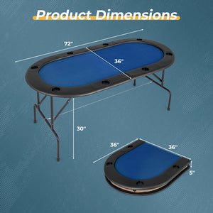 8 Players Texas Holdem Foldable Poker Table-Blue view 4
