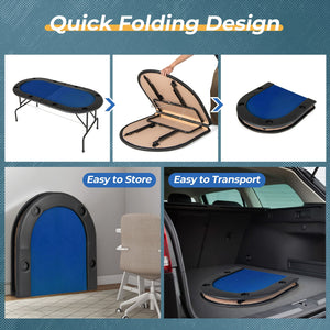 8 Players Texas Holdem Foldable Poker Table-Blue view 5