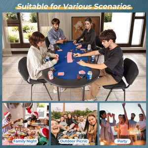 8 Players Texas Holdem Foldable Poker Table-Blue view 7