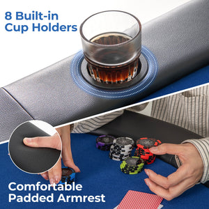 8 Players Texas Holdem Foldable Poker Table-Blue view 8