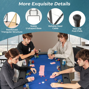 8 Players Texas Holdem Foldable Poker Table-Blue view 9