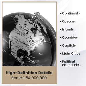 8 inches World Globe Modern Decorative Tabletop Earth Globe-Silver view 7