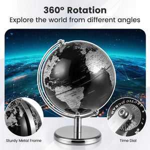 8 inches World Globe Modern Decorative Tabletop Earth Globe-Silver view 9