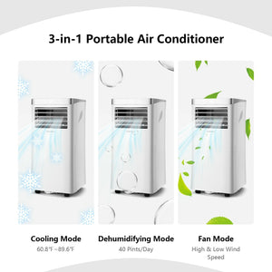 8000 BTU 3-in-1 Portable Air Conditioner with Remote Control-White view 4