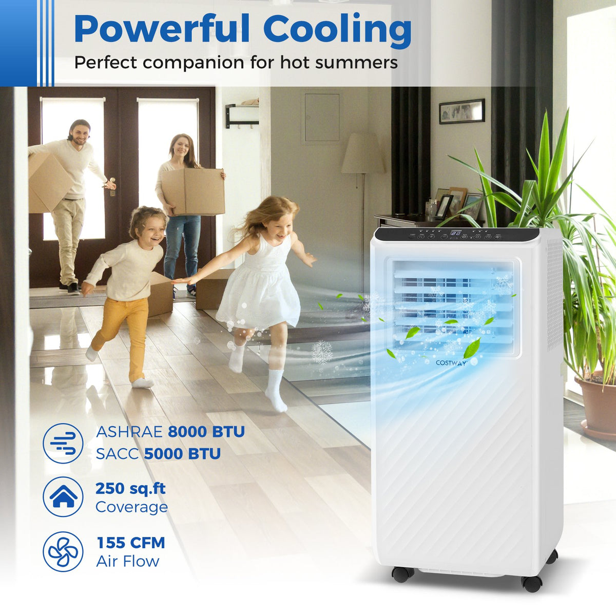 8000 BTU Portable Air Conditioner 3 in 1 Floor AC Unit with Fan and Dehumidifier view 2