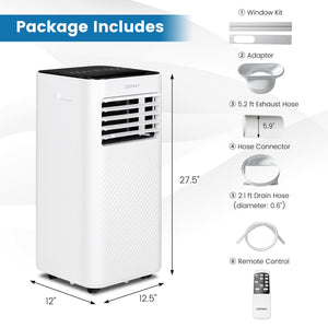 8000 BTU Portable Air Conditioner with Remote Control and Sleep Mode-Black view 3