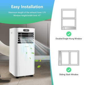 8000BTU 3-in-1 Portable Air Conditioner with Remote Control-White view 8