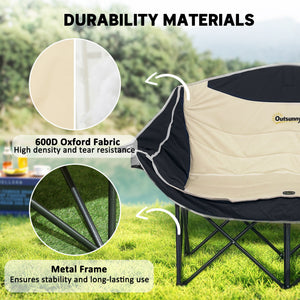 Portable Camp Chair, Double Camping Chair with Cup Holders and Carry Bag, Support 551 lbs, Dark Green – view 11
