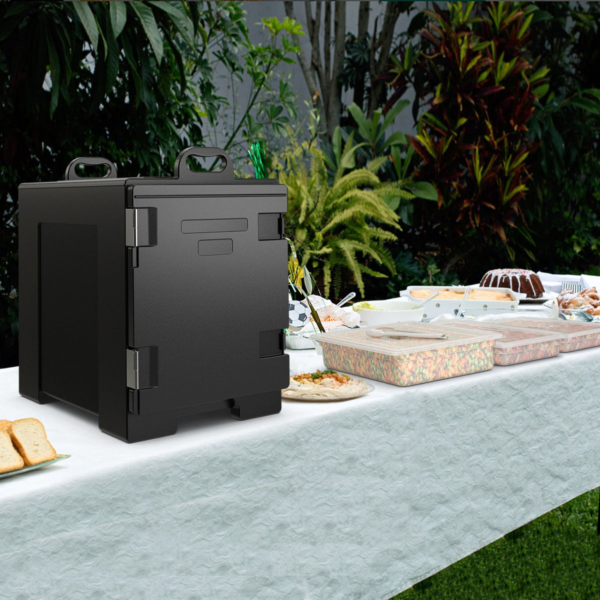 81 QT Hot Box Food Warmer with 5 Full-Size Pans and Handles Double Buckles view 2