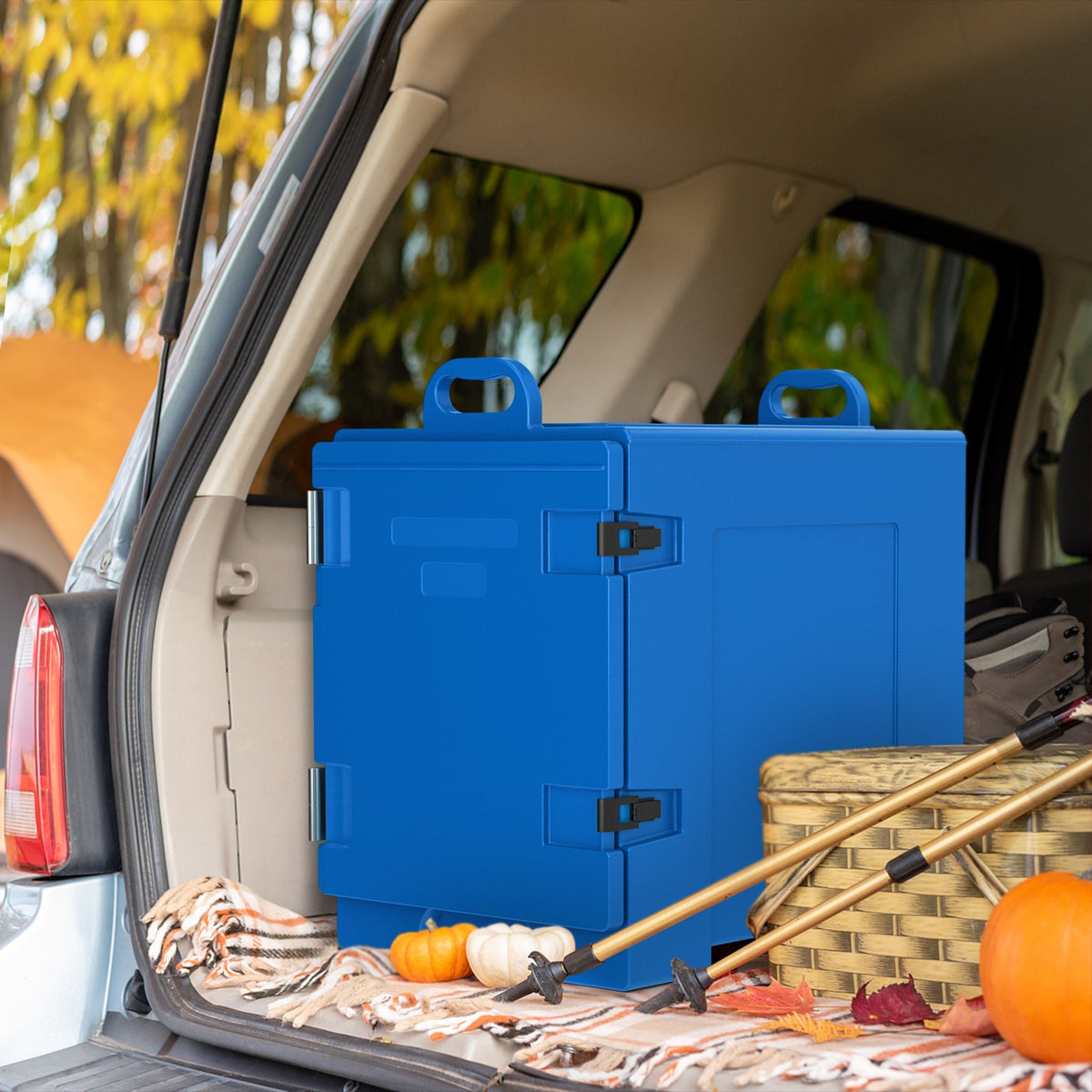81 Quart Capacity End-loading Insulated Food Pan Carrier with Handles-Navy view 2