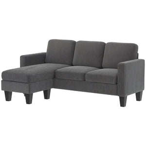 Sectional Sofa, L Shaped Couch, with Changeable Chaise or Ottoman, Dark Grey