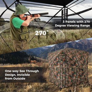 82 Inch Tall Hunting Blind 270° One Way See Through Ground Tent for 3-4 People view 5