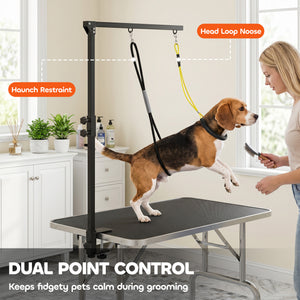 Dog Grooming Arm with Clamp Adjustable Foldable Dog Grooming 2 Loop Noose Small Medium Dogs 18.9" -32.3" Black