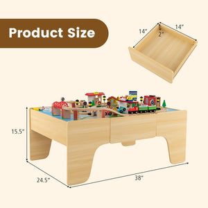 84-Piece Wooden Train Set with Reversible and Detachable Tabletop view 5