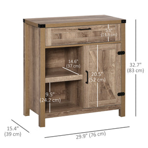 Rustic Barn Door Storage Cabinet Modern Farmhouse Buffet Sideboard for Kitchen & Dining Room Dark Oak – view 9