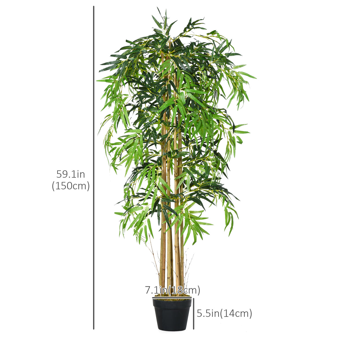 Set of 2 5FT Artificial Tree Bamboo Tree Fake Plants in Pot for Home Office Living Room Decor, Green