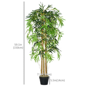 Set of 2 5FT Artificial Tree Bamboo Tree Fake Plants in Pot for Home Office Living Room Decor, Green