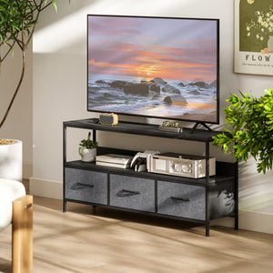 TV Stand with Charging Station, TV Table with 2 Foldable Linen Drawers and Open Shelf for 47 Inch – view 20
