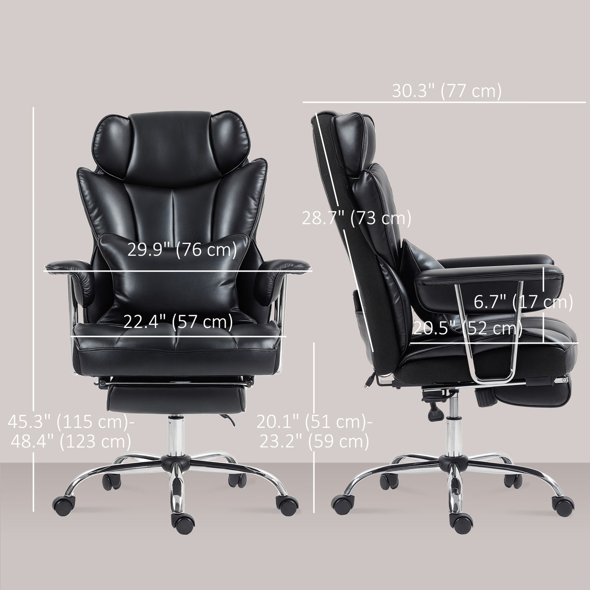 400LBS Massage Office Chair, Executive Office Chair with 6-Point Vibration, Footrest and Lumbar Support – view 2