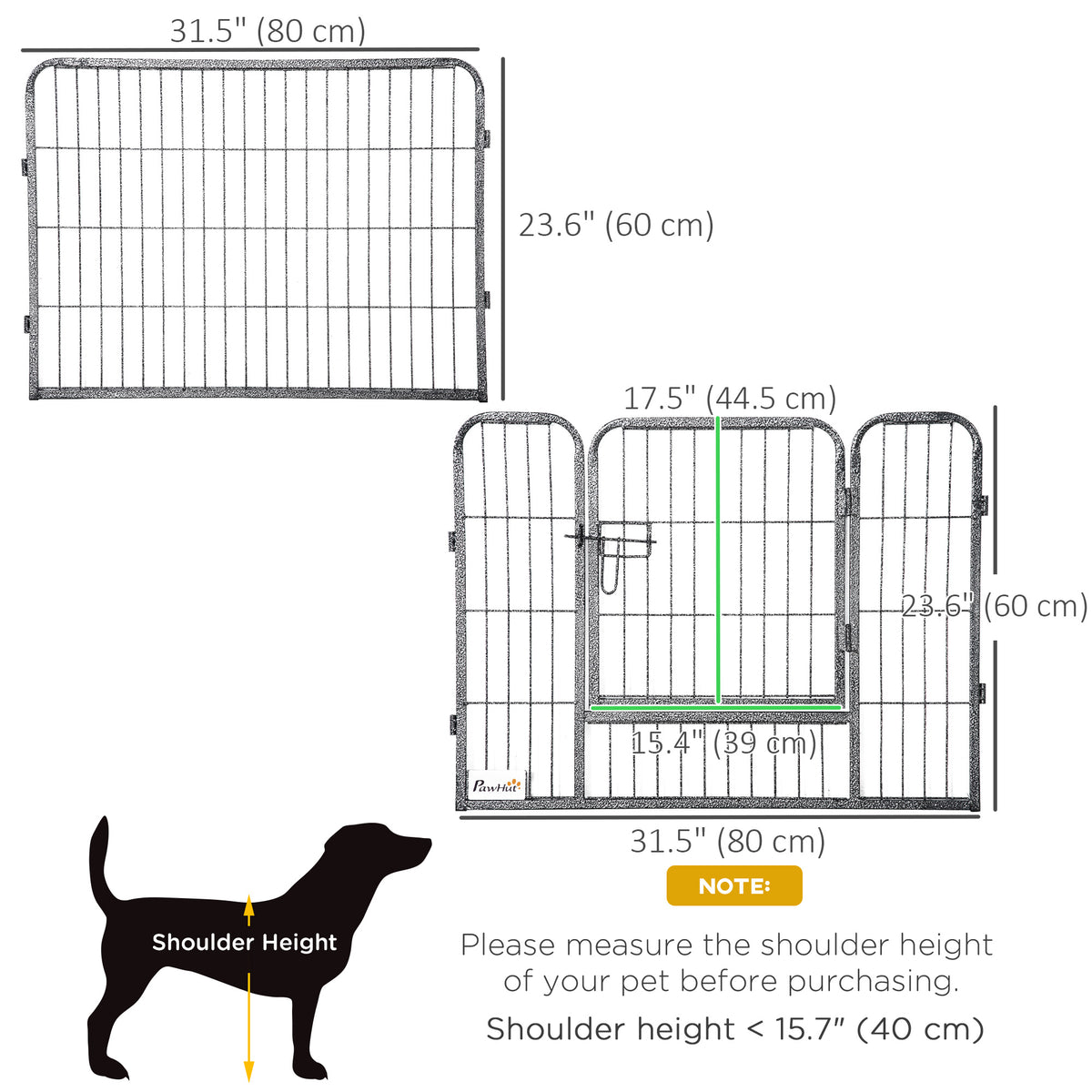 Heavy Duty Dog Playpen, 16 Panels Pet Playpen Dog Fence, Portable Puppy Exercise Pen, with 2 Doors Locking Latch, Outdoor or Indoor Use 23.5" Height