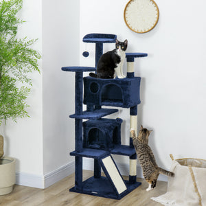 54" Cat Tree, Multi-Level Cat Tower with Scratching Posts, Cat Condos, Bed, Platforms, Ramp, Toy Ball, Beige – view 21