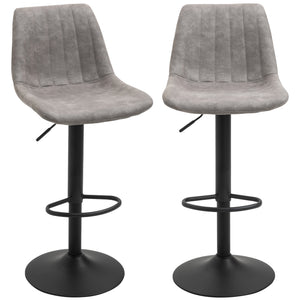 Adjustable Bar Stools Set of 2, Leathaire Swivel Barstools with Back and Footrest – view 3