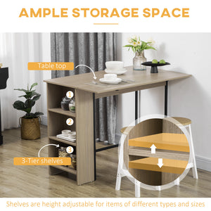 Counter Height Table with Drop Leaf, Extendable Bar Table with Adjustable Storage Shelf, Light Grey – view 4