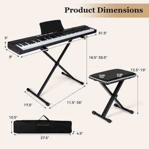 88-Key Electric Piano Keyboard with Adjustable Stand and, Portable Bag-Black view 3