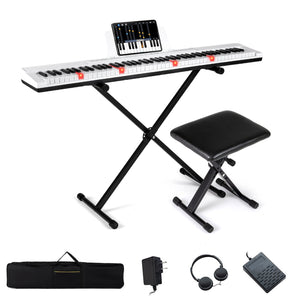 88-Key Electric Piano Keyboard with Adjustable Stand and, Portable Bag-White