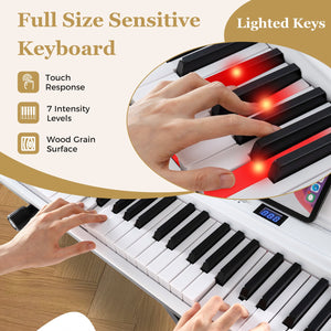 88-Key Electric Piano Keyboard with Adjustable Stand and, Portable Bag-White view 6