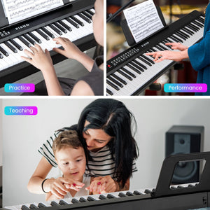 88 Key Foldable Electric Keyboard Piano with Wireless MIDI and Dual Speakers-Black view 5