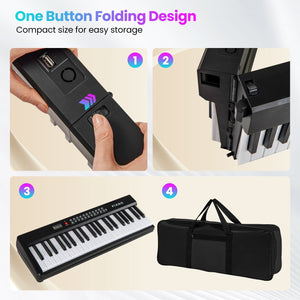 88 Key Foldable Electric Keyboard Piano with Wireless MIDI and Dual Speakers-Black view 9