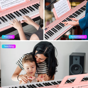 88 Key Foldable Electric Keyboard Piano with Wireless MIDI and Dual Speakers-Pink view 5