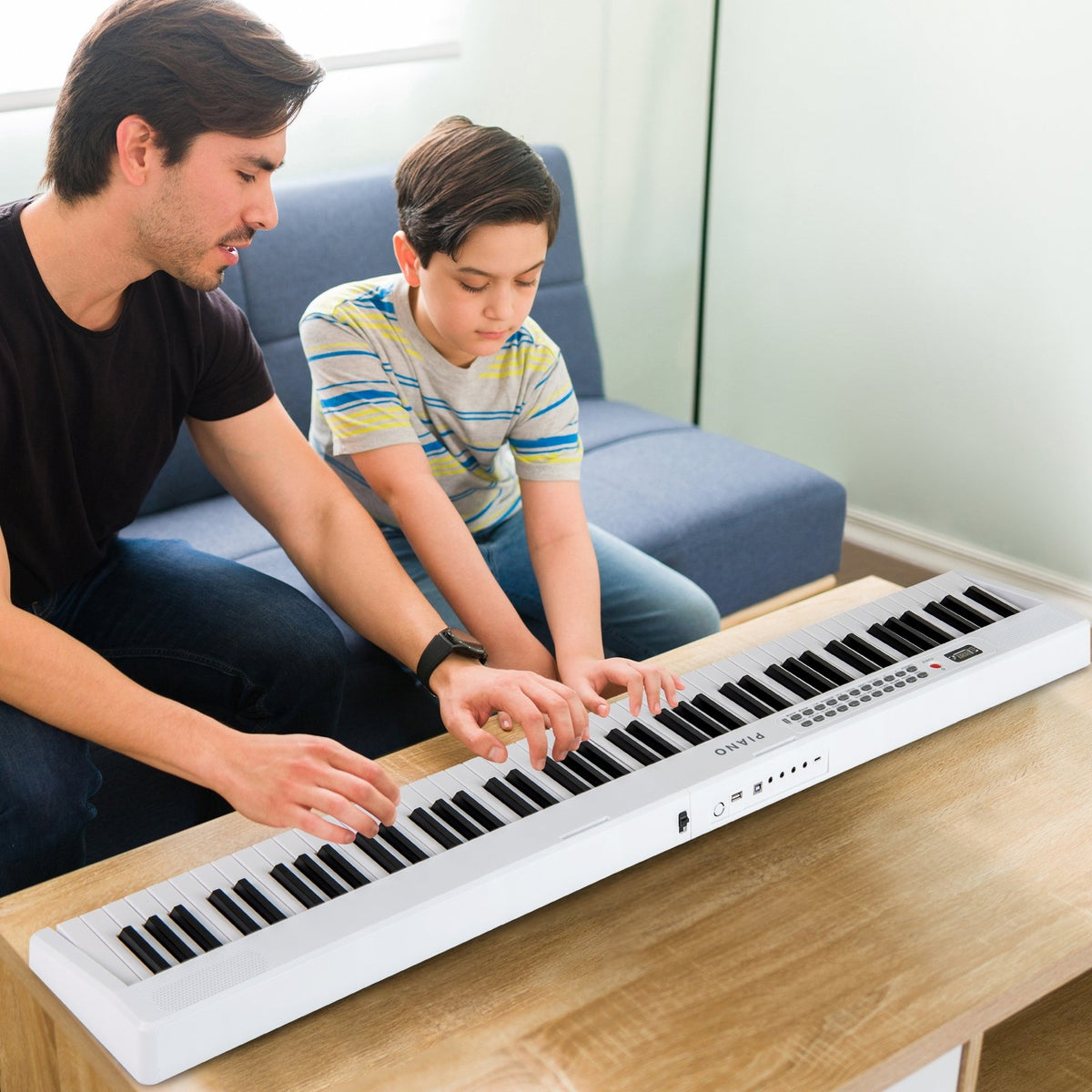88 Key Foldable Electric Keyboard Piano with Wireless MIDI and Dual Speakers-White view 2
