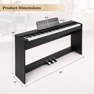 88-Key Hammer Action Weighted Keyboard with Furniture Stand-Black view 4